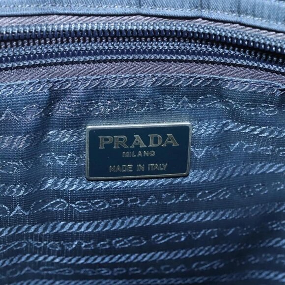 PRADA Hand Bag Nylon Navy Gold Auth 126301 - Picture 12 of 16